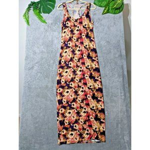 🍑LOVECAPELLA Rayon Women Maxi Dress Sleeveless Abstract Floral SMALL(4-6)